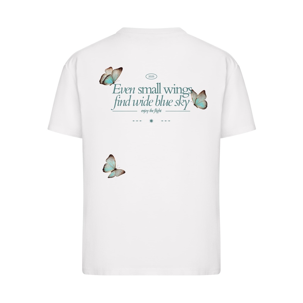Miss Tee - Even Small Wing Find Wide Blue Sky Dames Tshirt - Wit